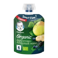 Пюре Gerber Organic Фруктово-ягодный микс без сахара с 6 месяцев 90 г (16 шт. в упак.)