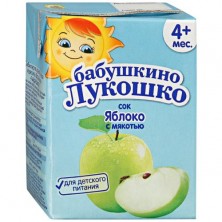 Сок Бабушкино Лукошко с яблоком с мякотью без сахара с 4 месяцев 200 мл (18 шт. в упак.)