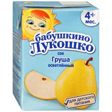 Сок Бабушкино Лукошко с грушей осветленный без сахара с 4 месяцев 200 мл (18 шт. в упак.)