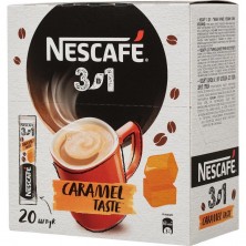 Кофе порционный растворимый Nescafe 3 в 1 карамельный 20 пакетиков по 14.5 г