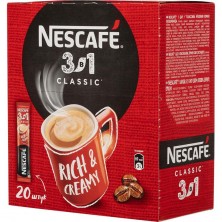 Кофе порционный растворимый Nescafe 3 в 1 классический 20 пакетиков по 14.5 г