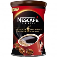 Кофе растворимый Nescafe Classic с добавлением молотого кофе 85 г (железная банка)