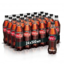 Напиток Coca-Cola Zero газированный 0.5 л (24 штуки в упаковке)