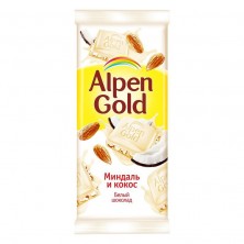 Шоколад  Alpen Gold белый с миндалем и кокосовой стружкой 85 г