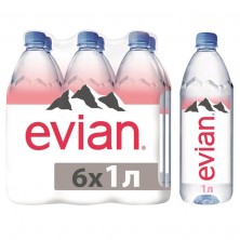 Вода минеральная Evian негазированная 1 л (6 штук в упаковке)