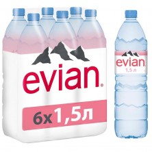 Вода минеральная Evian негазированная 1.5 л (6 штук в упаковке)